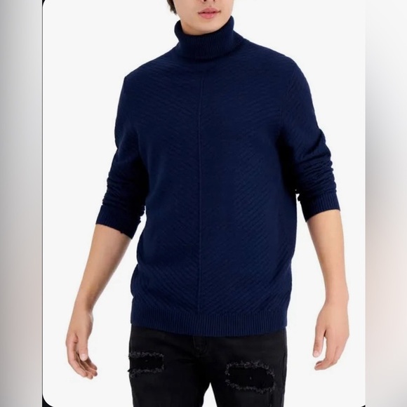 INC Axel Mens Ribbed Knit Long Sleeves Turtleneck Sweater - Picture 1 of 3